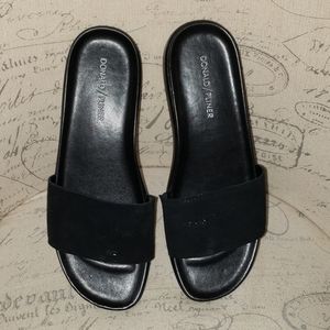 Donald Pliner Black Block Heel Sandals shiny top